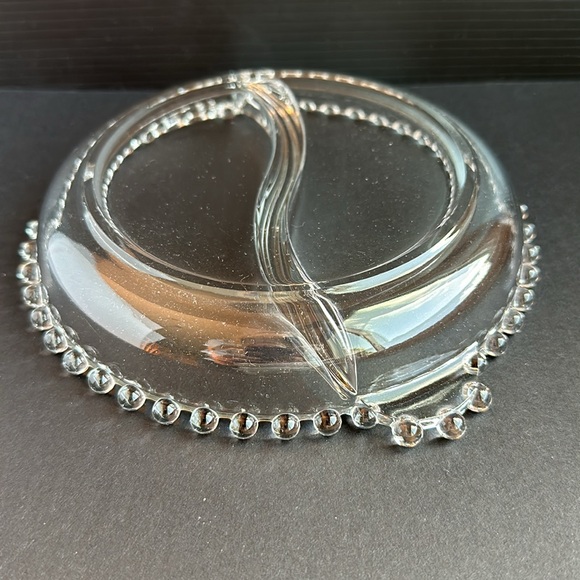 VTG Candlewick Divided 2 Section Glass Candy / Relish Dish With Handles 6-1/2” - Picture 2 of 6